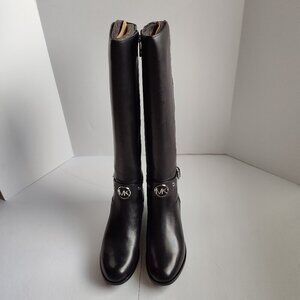 Ladies SZ 7M Michael Michael Kors Black Leather Riding Boots NWOT